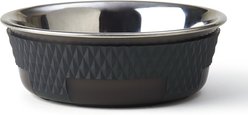 PetRageous Designs Kona Non-Skid Stainless Steel Dog & Cat Bowl, Charcoal Grey, 1.75-cup