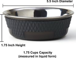 PetRageous Designs Kona Non-Skid Stainless Steel Dog & Cat Bowl, Charcoal Grey, 1.75-cup slide 2 of 5