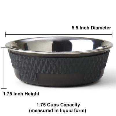 Show full view: PetRageous Designs Kona Non-Skid Stainless Steel Dog & Cat Bowl, Charcoal Grey, 1.75-cup slide 2 of 5