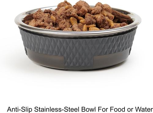 Show full view: PetRageous Designs Kona Non-Skid Stainless Steel Dog & Cat Bowl, Charcoal Grey, 1.75-cup slide 4 of 5