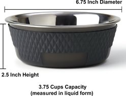 PetRageous Designs Kona Non-Skid Stainless Steel Dog & Cat Bowl, Charcoal Grey, 3.75-cup slide 2 of 5