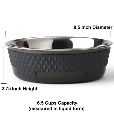 Show full view: PetRageous Designs Kona Non-Skid Stainless Steel Dog & Cat Bowl, Charcoal Grey, 6.5-cup slide 3 of 6