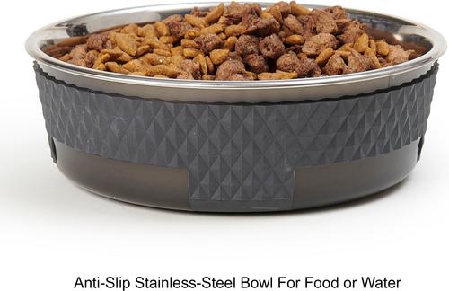 Show full view: PetRageous Designs Kona Non-Skid Stainless Steel Dog & Cat Bowl, Charcoal Grey, 6.5-cup slide 5 of 6