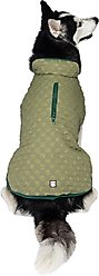 PetRageous Designs Luna Peak Buffalo Check Textured Dog Parka, Green/Teal, Large