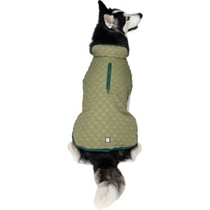 PetRageous Designs Luna Peak Buffalo Check Textured Dog Parka, Green/Teal, Large