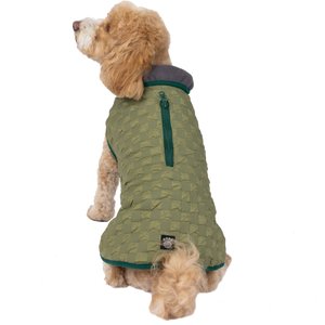 PetRageous Designs Luna Peak Buffalo Check Textured Dog Parka, Green/Teal, Medium
