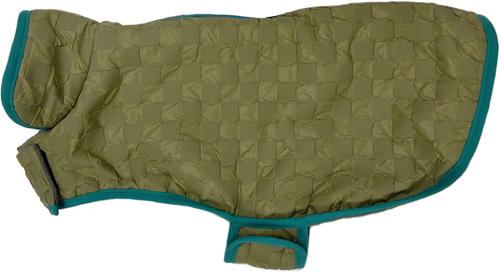 Show full view: PetRageous Designs Luna Peak Buffalo Check Textured Dog Parka, Green/Teal, Medium slide 4 of 6