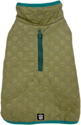 Show full view: PetRageous Designs Luna Peak Buffalo Check Textured Dog Parka, Green/Teal, Medium slide 2 of 6