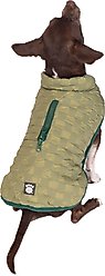 PetRageous Designs Luna Peak Buffalo Check Textured Dog Parka, Green/Teal, Small