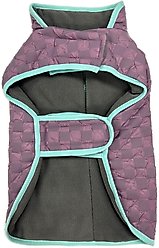PetRageous Designs Luna Peak Buffalo Check Textured Dog Parka, Plumb/Aqua, Large slide 2 of 5