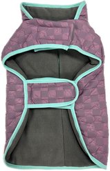 PetRageous Designs Luna Peak Buffalo Check Textured Dog Parka, Plumb/Aqua, X-Large slide 2 of 5