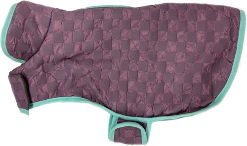 Show full view: PetRageous Designs Luna Peak Buffalo Check Textured Dog Parka, Plumb/Aqua, X-Large slide 4 of 6