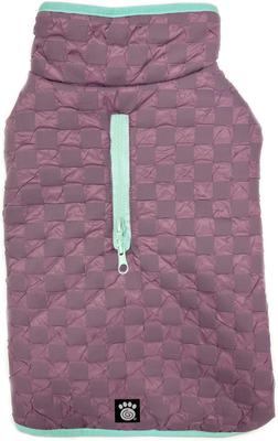 Show full view: PetRageous Designs Luna Peak Buffalo Check Textured Dog Parka, Plumb/Aqua, X-Large slide 2 of 6