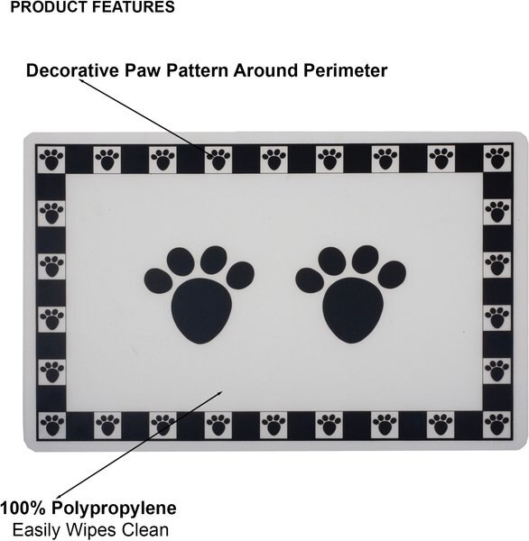 PetRageous Designs Pet Paws Placemat, Black