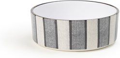 PetRageous Designs Pinstripe with Paw Logo 5-in Round Stoneware Dog & Cat Bowl, Blue, 2-cup