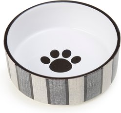 PetRageous Designs Pinstripe with Paw Logo 5-in Round Stoneware Dog & Cat Bowl, Blue, 2-cup slide 2 of 3