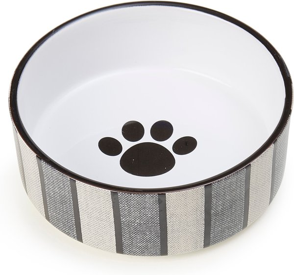PETRAGEOUS DESIGNS Pinstripe with Paw Logo 5in Round Stoneware Dog