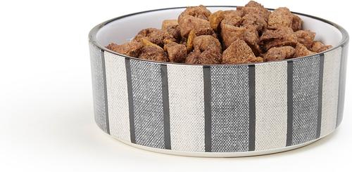 Show full view: PetRageous Designs Pinstripe with Paw Logo 5-in Round Stoneware Dog & Cat Bowl, Blue, 2-cup slide 3 of 4