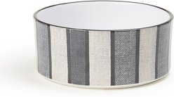 PetRageous Designs Pinstripe with Paw Logo 6-in Round Stoneware Dog & Cat Bowl, Blue, 3.5-cup