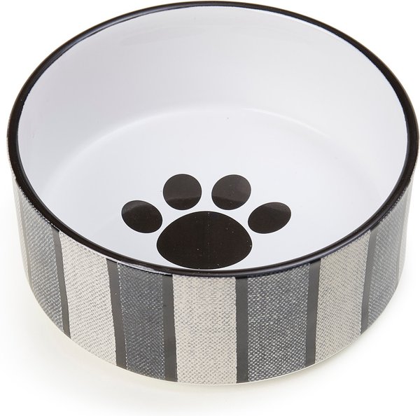 Show full view: PetRageous Designs Pinstripe with Paw Logo 6-in Round Stoneware Dog & Cat Bowl, Blue, 3.5-cup slide 2 of 3