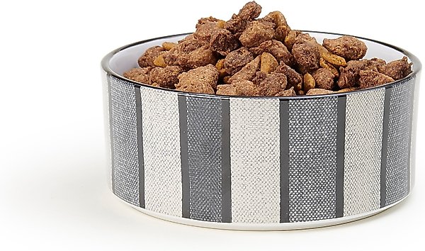 Show full view: PetRageous Designs Pinstripe with Paw Logo 6-in Round Stoneware Dog & Cat Bowl, Blue, 3.5-cup slide 3 of 3