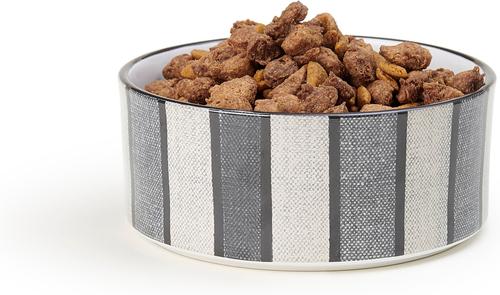 Show full view: PetRageous Designs Pinstripe with Paw Logo 6-in Round Stoneware Dog & Cat Bowl, Blue, 3.5-cup slide 4 of 4