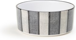 PetRageous Designs Pinstripe with Paw Logo 7-in Round Stoneware Dog & Cat Bowl, Blue, 5.5-cup
