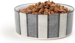 PetRageous Designs Pinstripe with Paw Logo 7-in Round Stoneware Dog & Cat Bowl, Blue, 5.5-cup slide 2 of 3