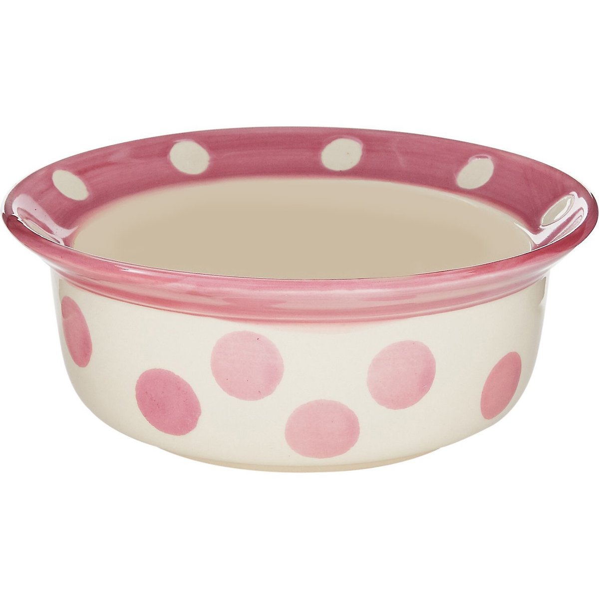PetRageous Designs Polka Paws Deep Ceramic Dog & Cat Bowl, Pink, 2-cup