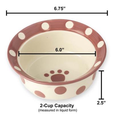 Show full view: PetRageous Designs Polka Paws Deep Ceramic Dog & Cat Bowl, Pink, 2-cup slide 4 of 8