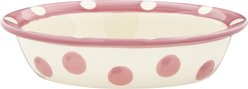 PetRageous Designs Polka Paws Oval Ceramic Dog & Cat Bowl, Pink, 1-cup