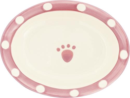 Show full view: PetRageous Designs Polka Paws Oval Ceramic Dog & Cat Bowl, Pink, 1-cup slide 5 of 7