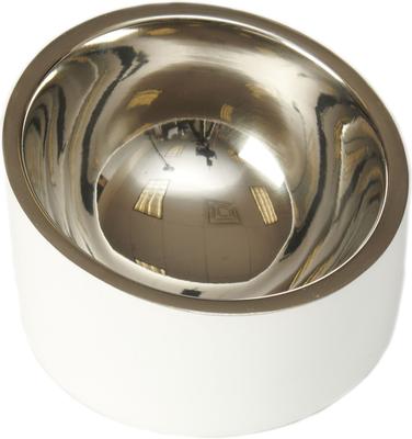 Show full view: PetRageous Designs Seychelles Stainless-Steel Slanted Double Walled Dog & Cat Bowl, White & Metallic, Small: 1-cup slide 3 of 4