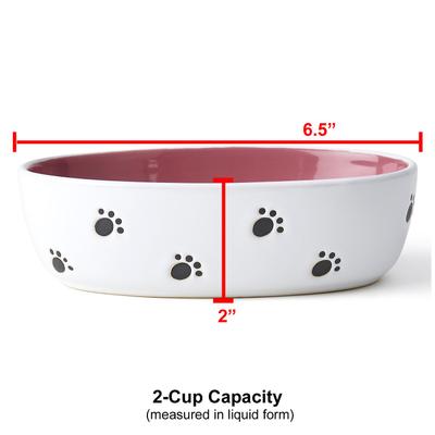 Show full view: PetRageous Designs Silly Kitty Oval Ceramic Cat Bowl, White & Pink, 2-cup slide 3 of 6