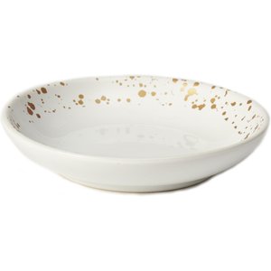 PetRageous Designs Speckles Stoneware Dog & Cat Saucer, White, Small: 2.5-oz