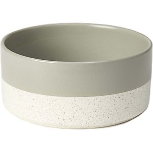 PetRageous Designs Sprinkles Two-Tone Round Stoneware Dog Bowl, White & Grey, Medium: 3.5-cup