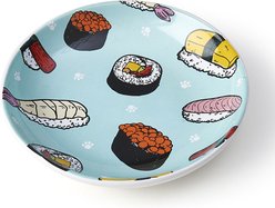 PetRageous Designs Sushi Saucer Dog & Cat Bowl, Blue