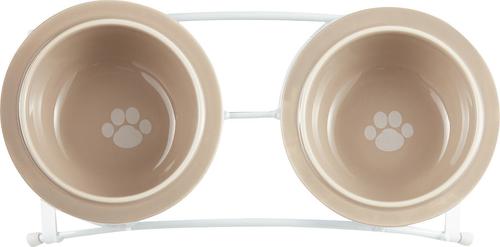 Show full view: PetRageous Designs Toftee's Paws Double Diner Elevated Pet Bowls, Taupe slide 3 of 9