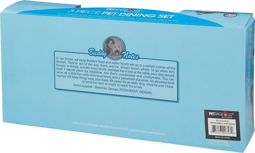 Show full view: PetRageous Designs Toftee's Paws Double Diner Elevated Pet Bowls, Taupe slide 7 of 9