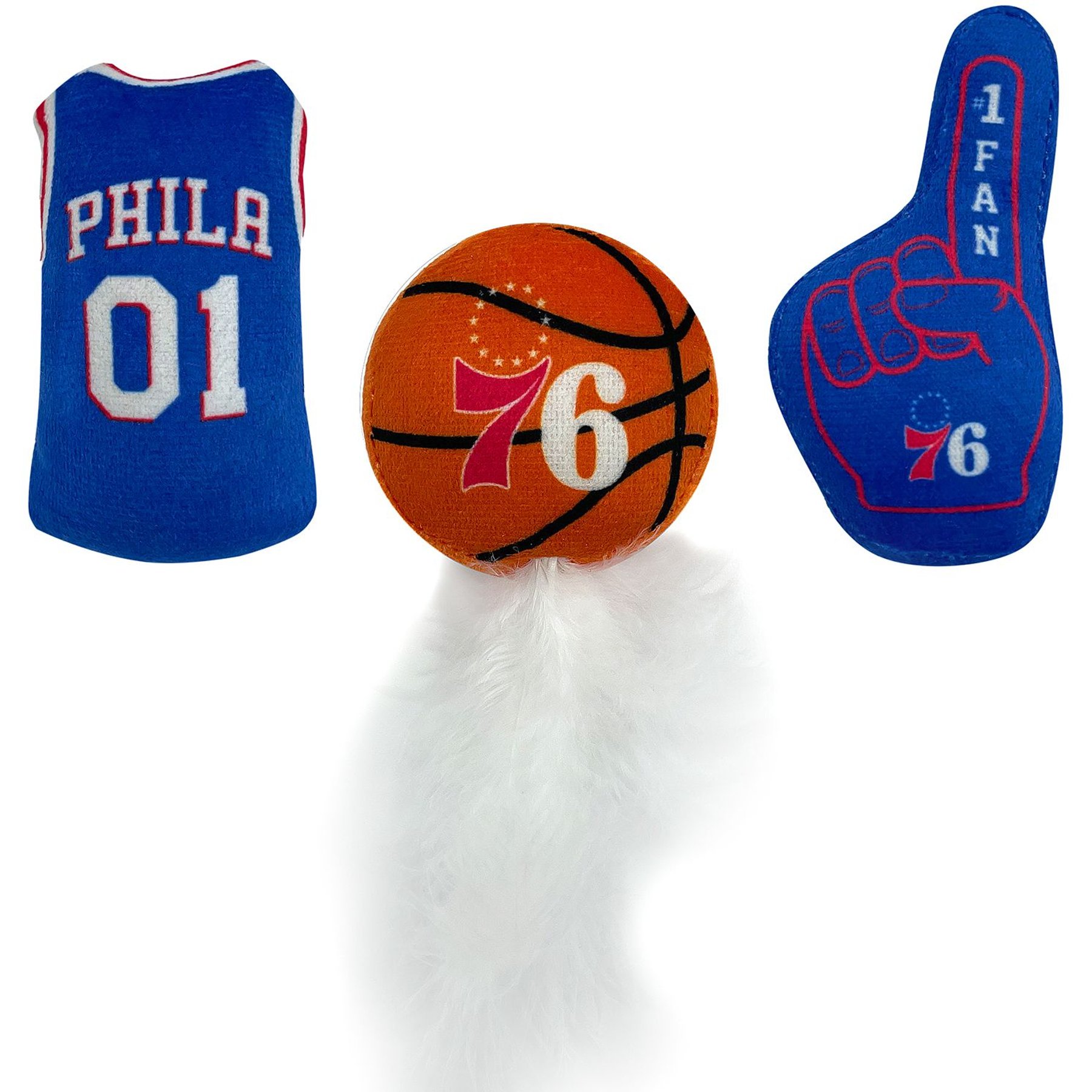 Pets First NBA Plush Cat Toys with Catnip, 3 count, 76ers