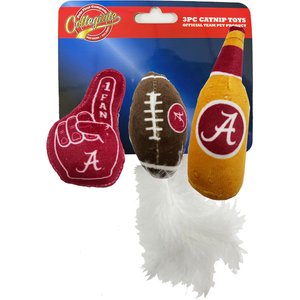 Pets First NCAA Football Plush Cat Toys with Catnip, 3 count, Alabama