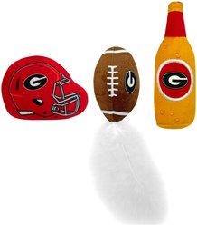 Pets First NCAA Football Plush Cat Toys with Catnip, 3 count, Georgia
