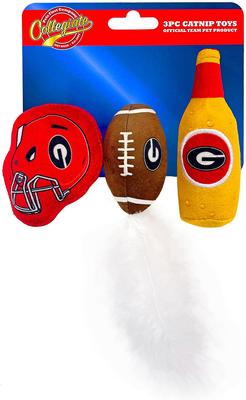 Show full view: Pets First NCAA Football Plush Cat Toys with Catnip, 3 count, Georgia slide 6 of 7
