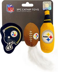 Pets First NFL Plush Cat Toys with Catnip, 3 count, Pittsburgh Steelers