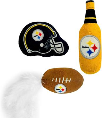 Show full view: Pets First NFL Plush Cat Toys with Catnip, 3 count, Pittsburgh Steelers slide 5 of 5