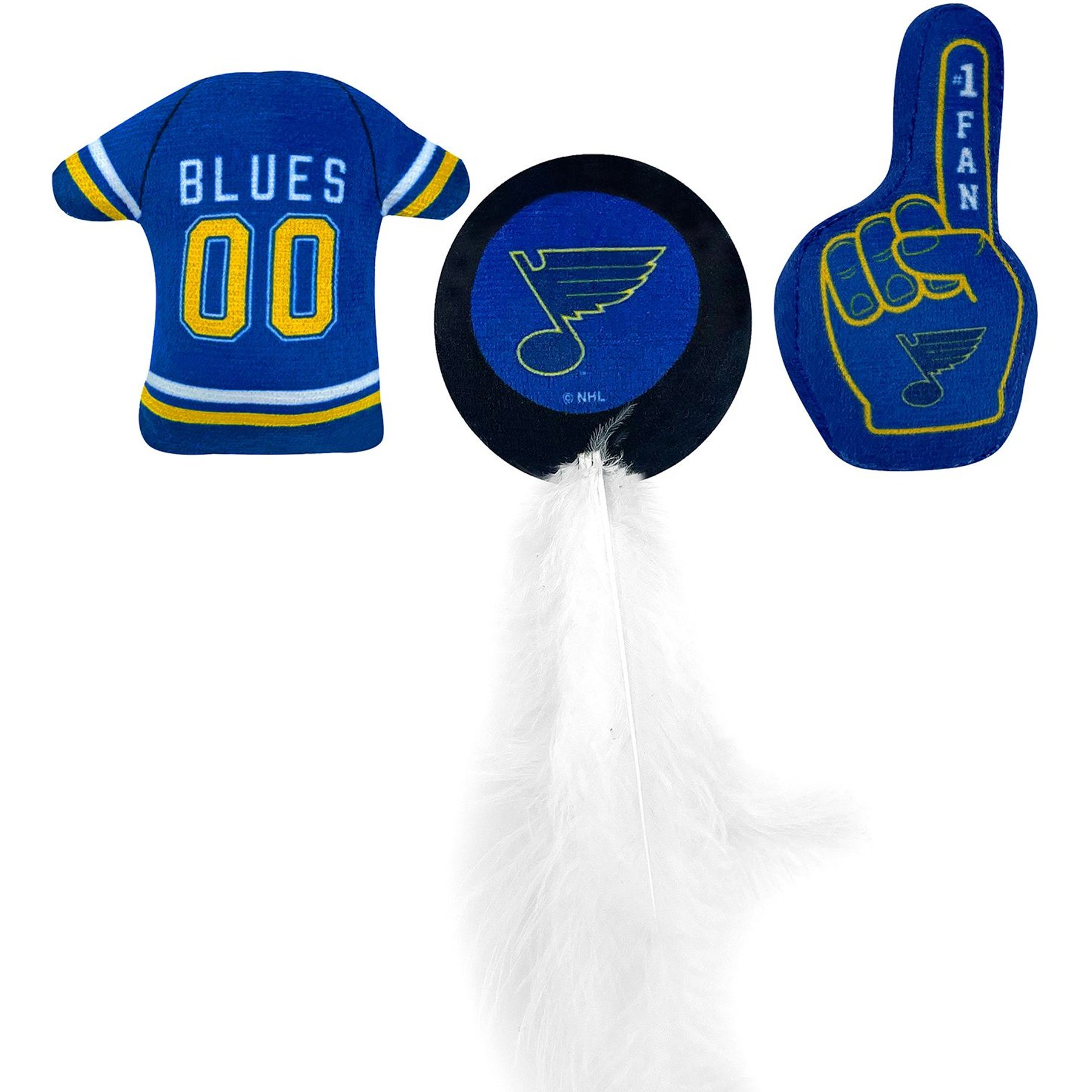 Pets First NHL Plush Cat Toys with Catnip, 3 count, St. Louis Blues