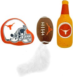 Pets First NCAA Football Plush Cat Toys with Catnip, 3 count, Texas