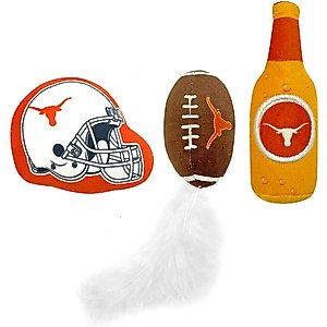 Pets First NCAA Football Plush Cat Toys with Catnip, 3 count, Texas