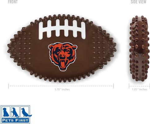 Show full view: Pets First Chicago Bears Hard Nylon Football Dog Chew Toy, Brown slide 2 of 5