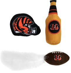 Pets First Cincinnati Bengals Plush Cat Toys with Catnip, 3 count